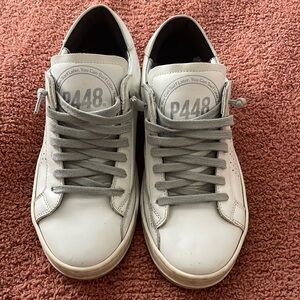 P448  white leather sneakers size 35 only worn a few times.
